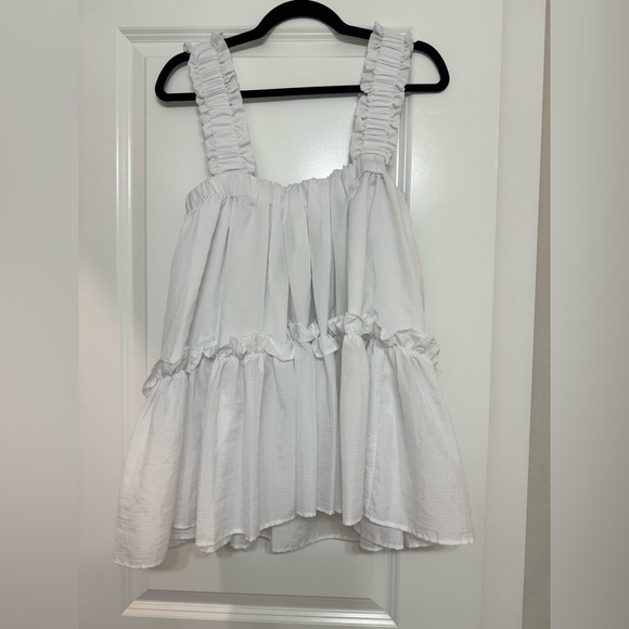 Brogger | olive babydoll ruffle-trimmed shell top | NWT size L - Picture 8 of 16